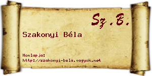 Szakonyi Béla névjegykártya